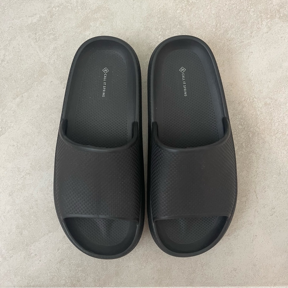 Call it spring black ladies slides NEW